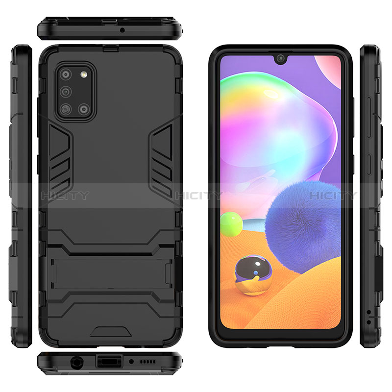 Custodia Silicone e Plastica Opaca Cover con Supporto T01 per Samsung Galaxy A31