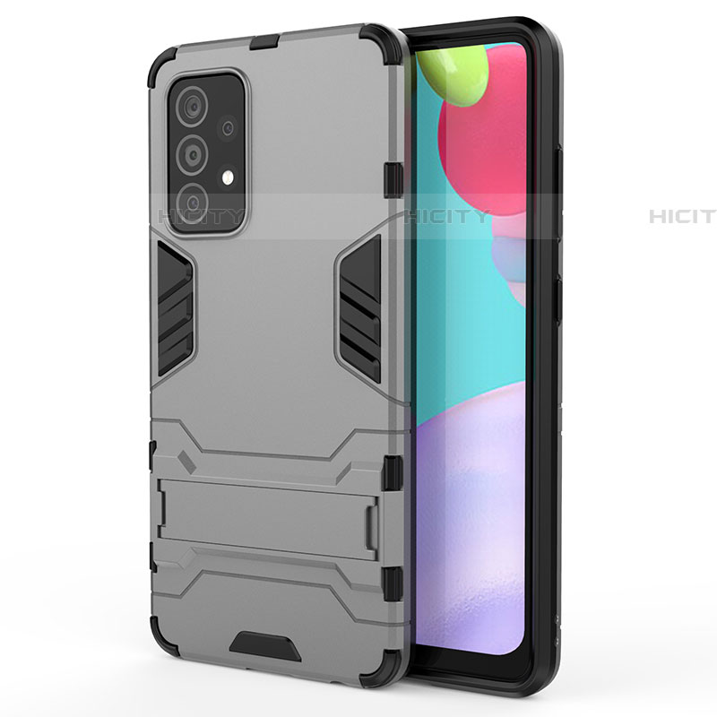 Custodia Silicone e Plastica Opaca Cover con Supporto T01 per Samsung Galaxy A52 4G Grigio