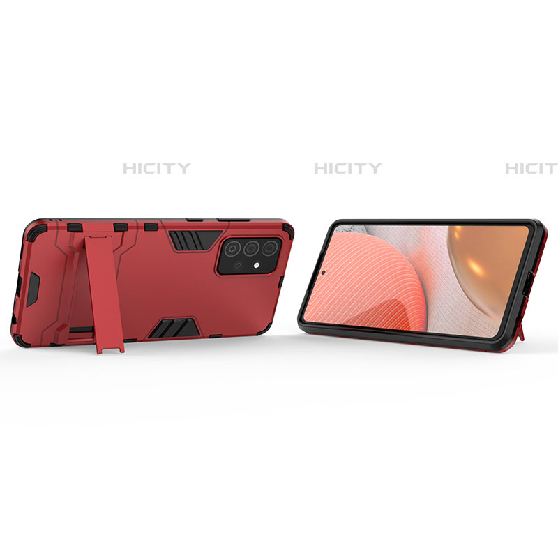 Custodia Silicone e Plastica Opaca Cover con Supporto T01 per Samsung Galaxy A72 4G