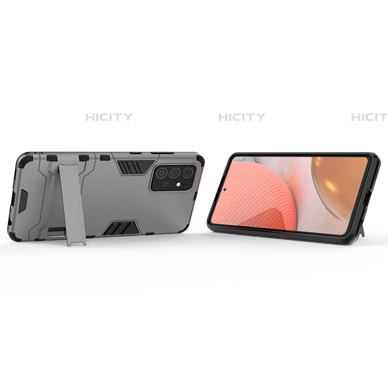 Custodia Silicone e Plastica Opaca Cover con Supporto T01 per Samsung Galaxy A72 5G