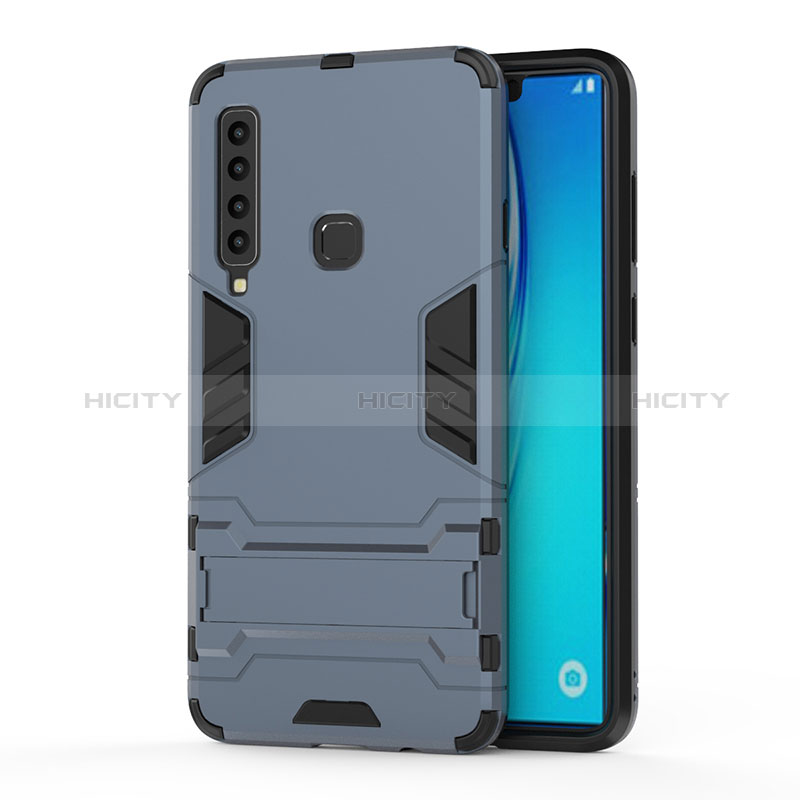 Custodia Silicone e Plastica Opaca Cover con Supporto T01 per Samsung Galaxy A9 Star Pro Blu