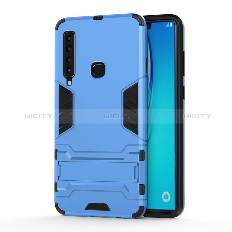 Custodia Silicone e Plastica Opaca Cover con Supporto T01 per Samsung Galaxy A9 Star Pro Cielo Blu