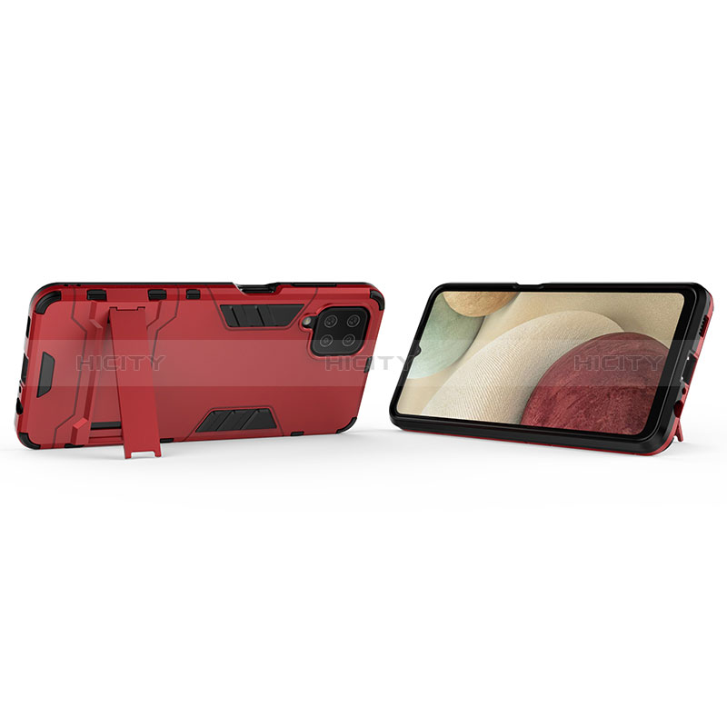 Custodia Silicone e Plastica Opaca Cover con Supporto T01 per Samsung Galaxy F12