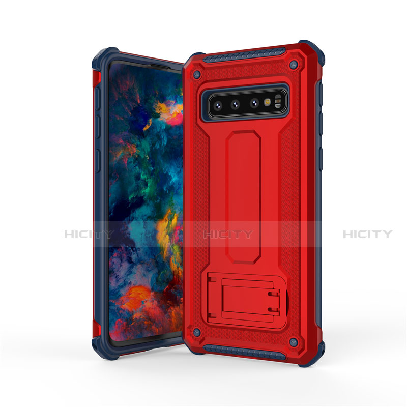 Custodia Silicone e Plastica Opaca Cover con Supporto T01 per Samsung Galaxy S10 Multicolore