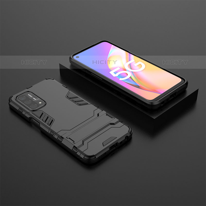 Custodia Silicone e Plastica Opaca Cover con Supporto T02 per OnePlus Nord N200 5G Nero