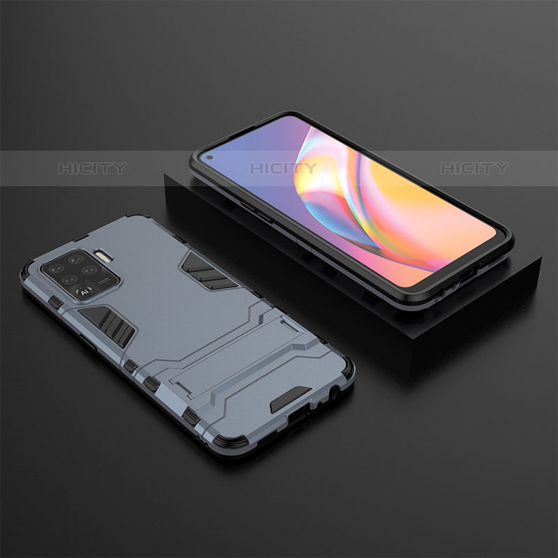 Custodia Silicone e Plastica Opaca Cover con Supporto T02 per Oppo F19 Pro