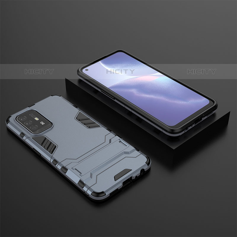 Custodia Silicone e Plastica Opaca Cover con Supporto T02 per Oppo F19 Pro+ Plus 5G