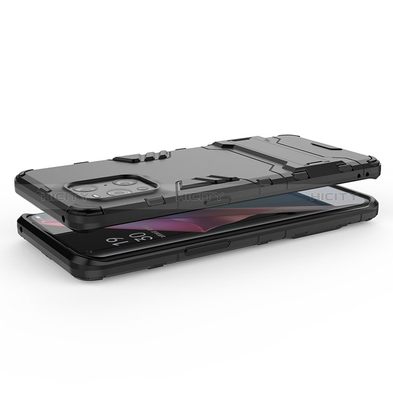 Custodia Silicone e Plastica Opaca Cover con Supporto T02 per Oppo Find X3 5G