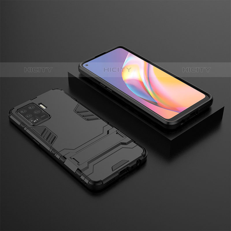 Custodia Silicone e Plastica Opaca Cover con Supporto T02 per Oppo Reno5 F