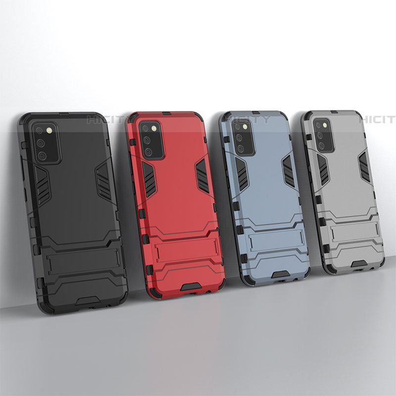 Custodia Silicone e Plastica Opaca Cover con Supporto T02 per Samsung Galaxy A03s