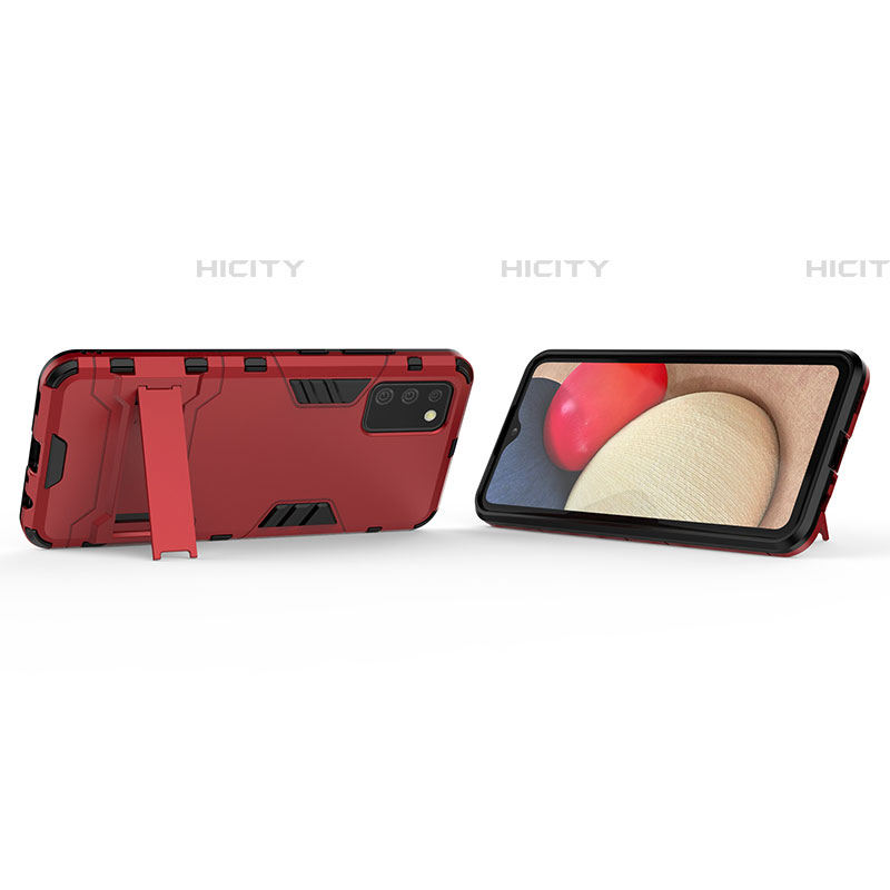 Custodia Silicone e Plastica Opaca Cover con Supporto T02 per Samsung Galaxy A03s