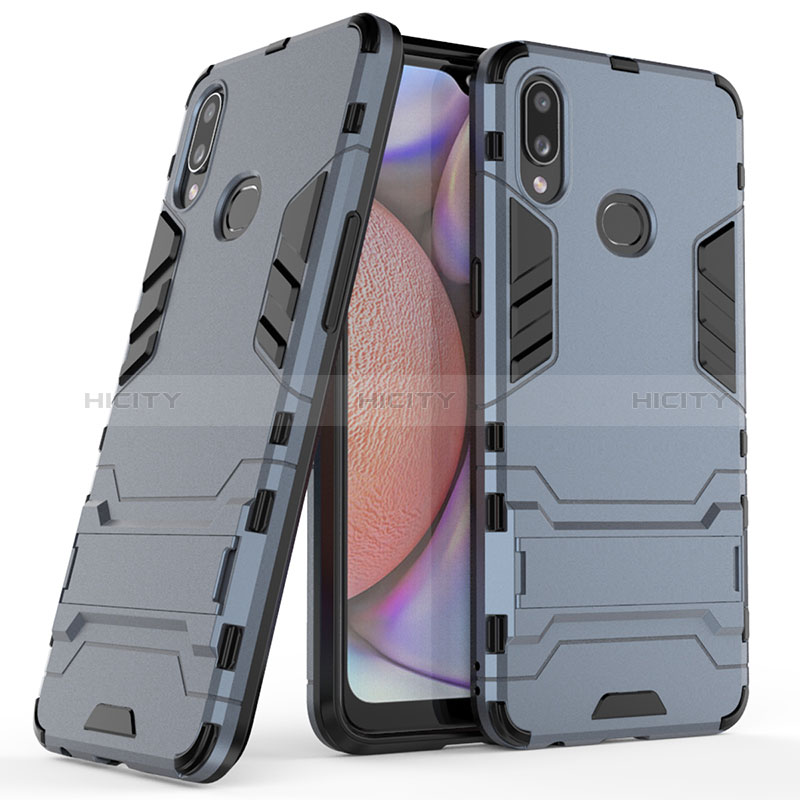 Custodia Silicone e Plastica Opaca Cover con Supporto T02 per Samsung Galaxy A10s Blu Notte