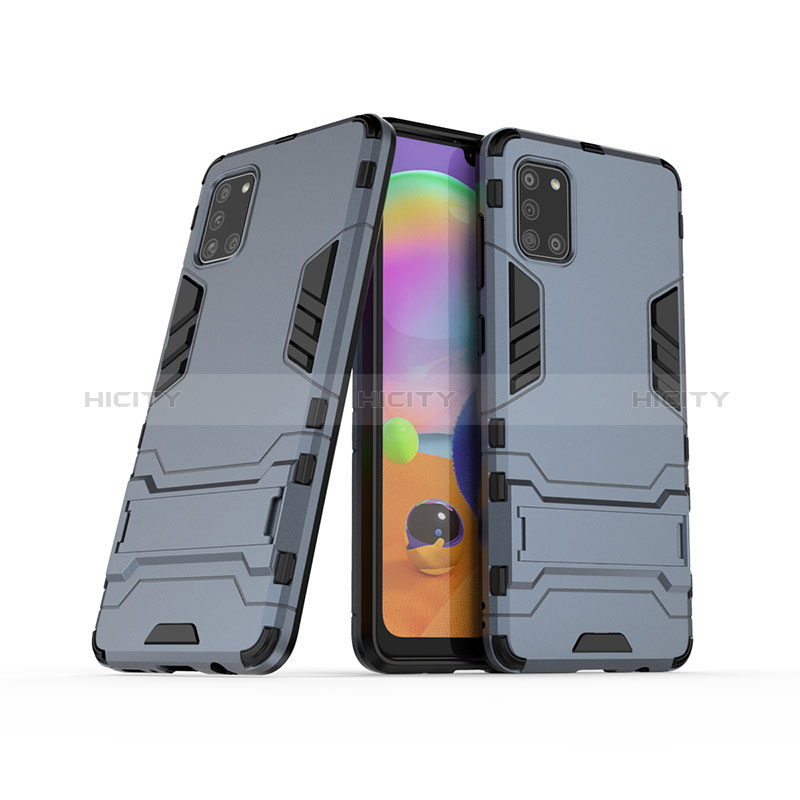 Custodia Silicone e Plastica Opaca Cover con Supporto T02 per Samsung Galaxy A31