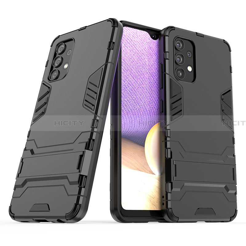 Custodia Silicone e Plastica Opaca Cover con Supporto T02 per Samsung Galaxy A32 4G