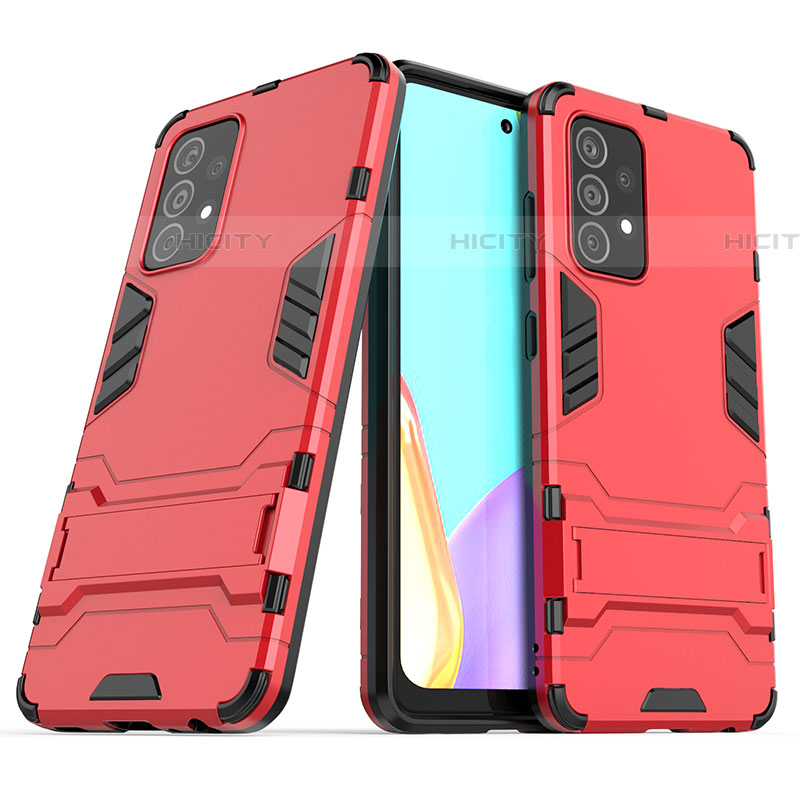 Custodia Silicone e Plastica Opaca Cover con Supporto T02 per Samsung Galaxy A52 4G