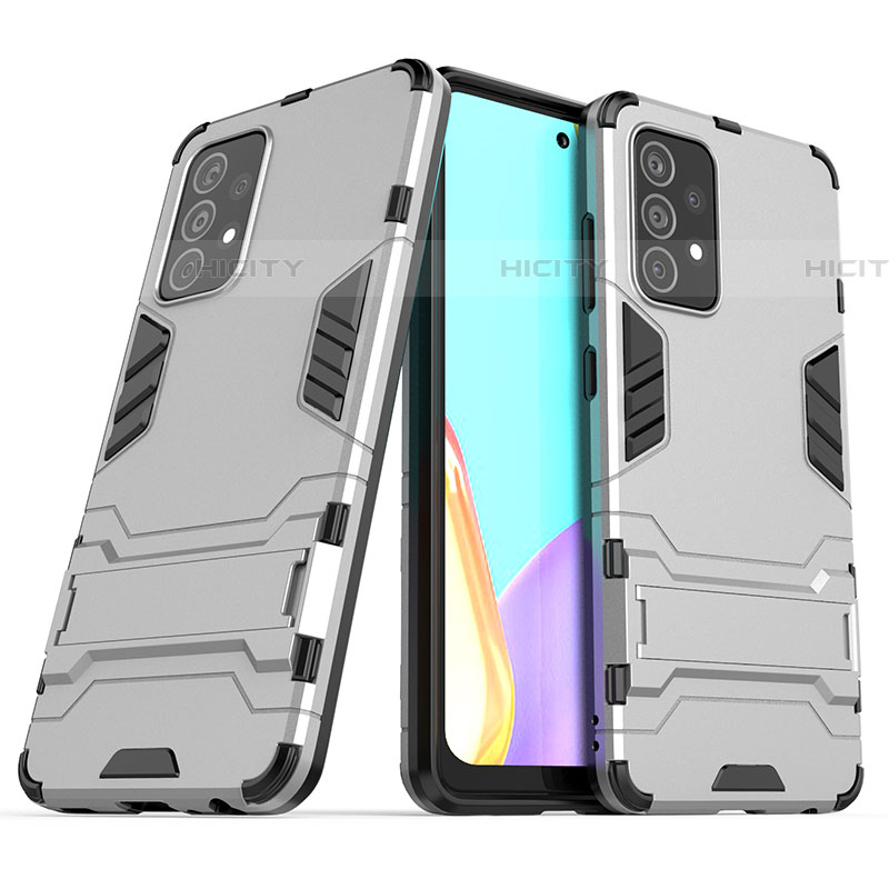 Custodia Silicone e Plastica Opaca Cover con Supporto T02 per Samsung Galaxy A52 4G