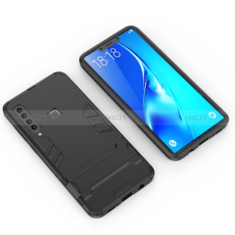 Custodia Silicone e Plastica Opaca Cover con Supporto T02 per Samsung Galaxy A9 (2018) A920 Nero