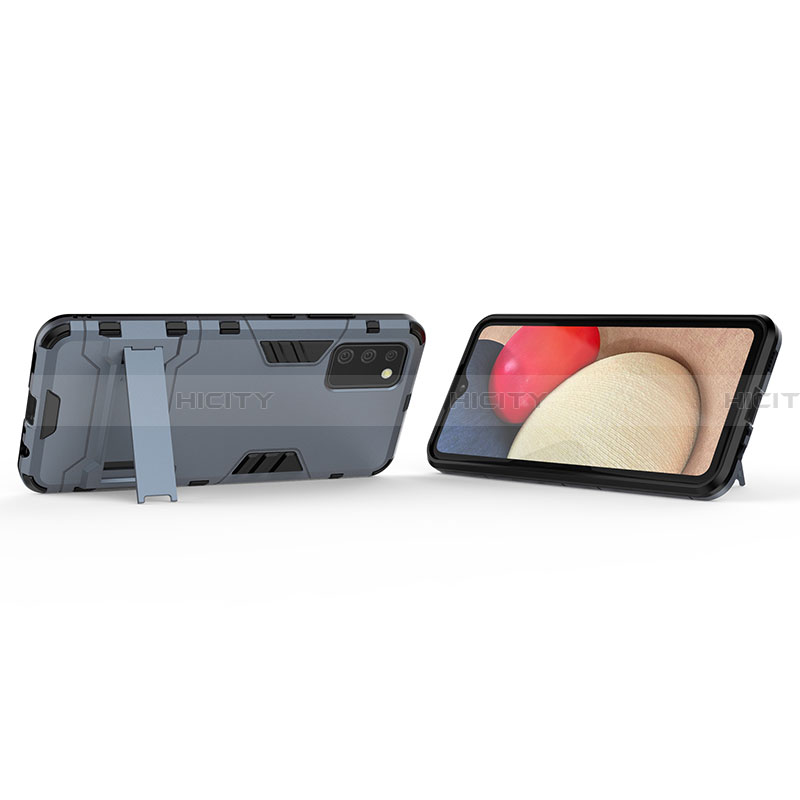 Custodia Silicone e Plastica Opaca Cover con Supporto T02 per Samsung Galaxy F02S SM-E025F