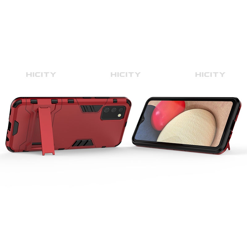 Custodia Silicone e Plastica Opaca Cover con Supporto T02 per Samsung Galaxy M02s