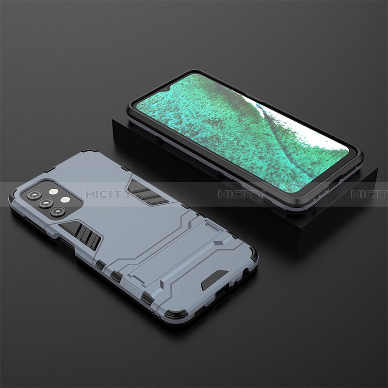 Custodia Silicone e Plastica Opaca Cover con Supporto T03 per Samsung Galaxy A32 5G Blu