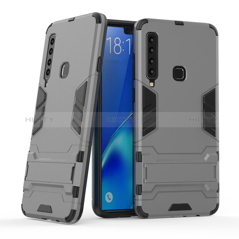 Custodia Silicone e Plastica Opaca Cover con Supporto T03 per Samsung Galaxy A9 (2018) A920 Grigio