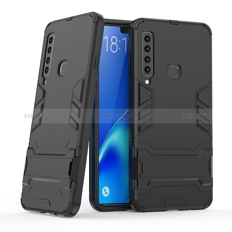 Custodia Silicone e Plastica Opaca Cover con Supporto T03 per Samsung Galaxy A9 (2018) A920 Nero