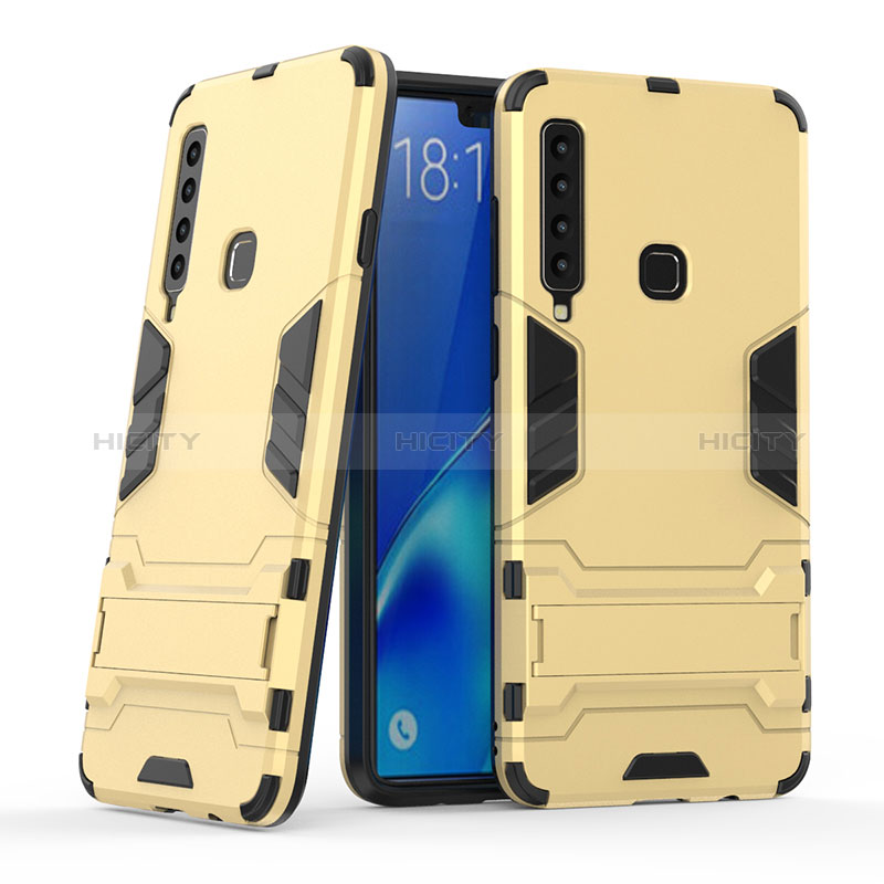 Custodia Silicone e Plastica Opaca Cover con Supporto T03 per Samsung Galaxy A9s Oro