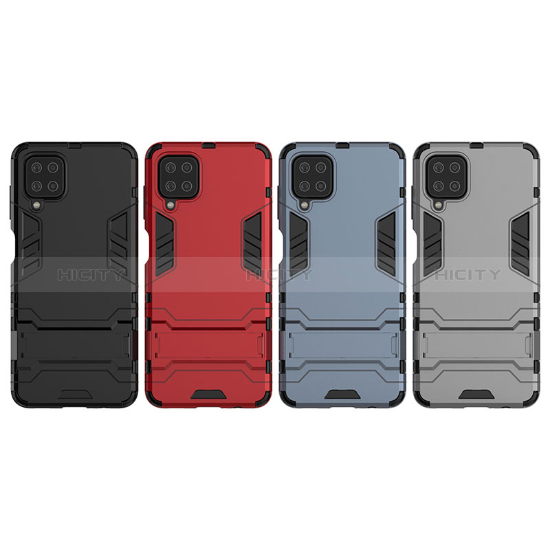 Custodia Silicone e Plastica Opaca Cover con Supporto T04 per Samsung Galaxy A12