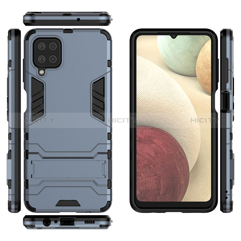 Custodia Silicone e Plastica Opaca Cover con Supporto T04 per Samsung Galaxy A12