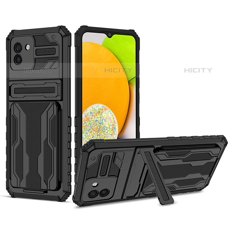 Custodia Silicone e Plastica Opaca Cover con Supporto YF1 per Samsung Galaxy A03