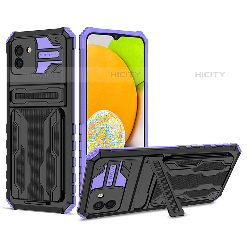 Custodia Silicone e Plastica Opaca Cover con Supporto YF1 per Samsung Galaxy A03