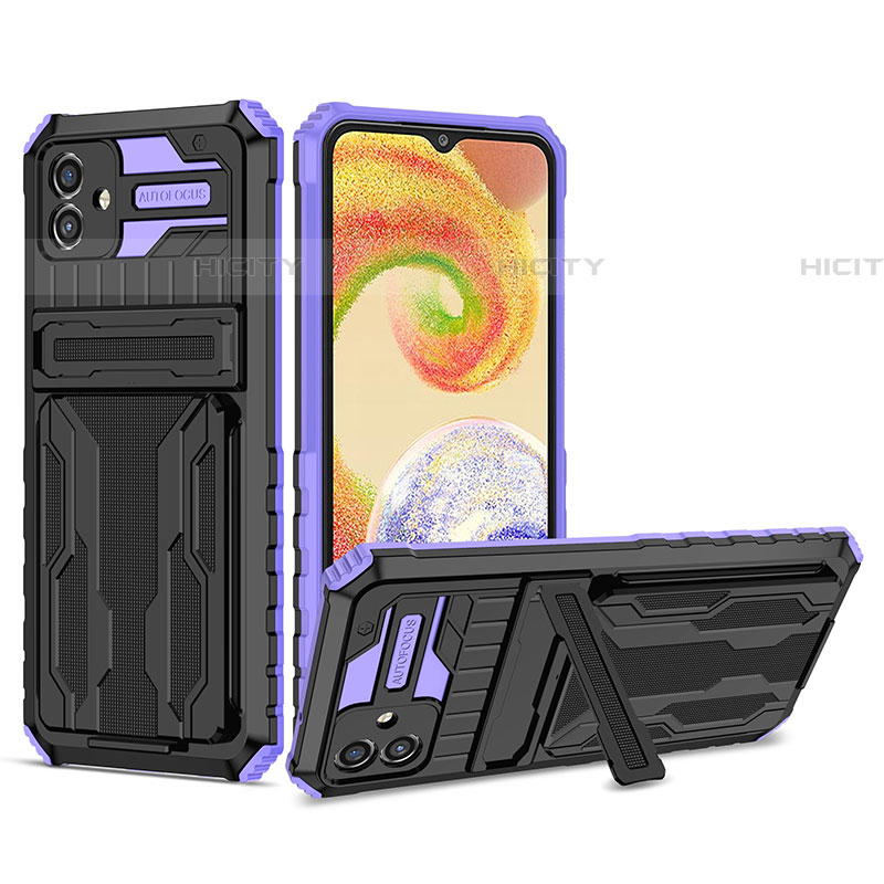 Custodia Silicone e Plastica Opaca Cover con Supporto YF1 per Samsung Galaxy A04E Viola