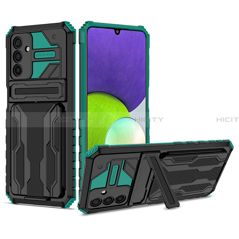 Custodia Silicone e Plastica Opaca Cover con Supporto YF1 per Samsung Galaxy A13 5G Verde