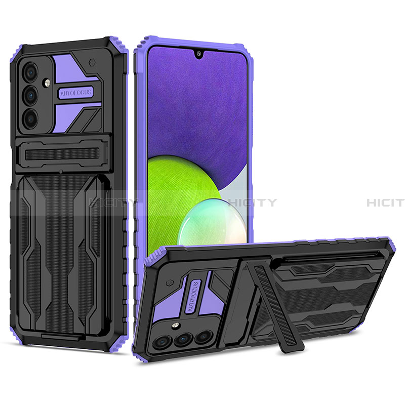 Custodia Silicone e Plastica Opaca Cover con Supporto YF1 per Samsung Galaxy A13 5G Viola