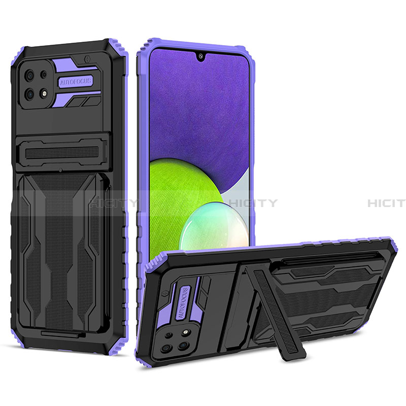 Custodia Silicone e Plastica Opaca Cover con Supporto YF1 per Samsung Galaxy A22 5G