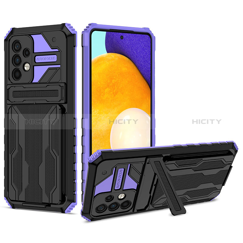 Custodia Silicone e Plastica Opaca Cover con Supporto YF1 per Samsung Galaxy A52s 5G