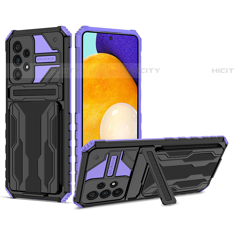 Custodia Silicone e Plastica Opaca Cover con Supporto YF1 per Samsung Galaxy A53 5G Viola