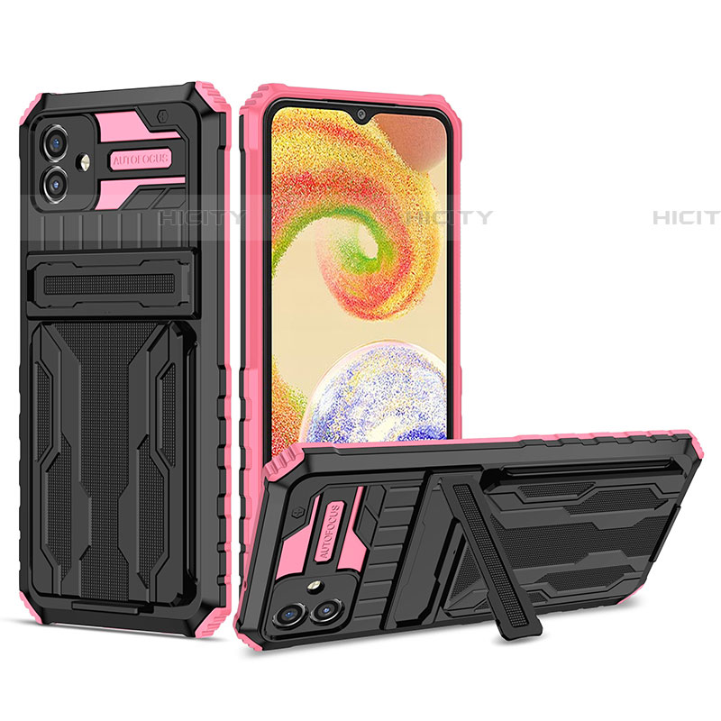 Custodia Silicone e Plastica Opaca Cover con Supporto YF1 per Samsung Galaxy F14 5G Rosa