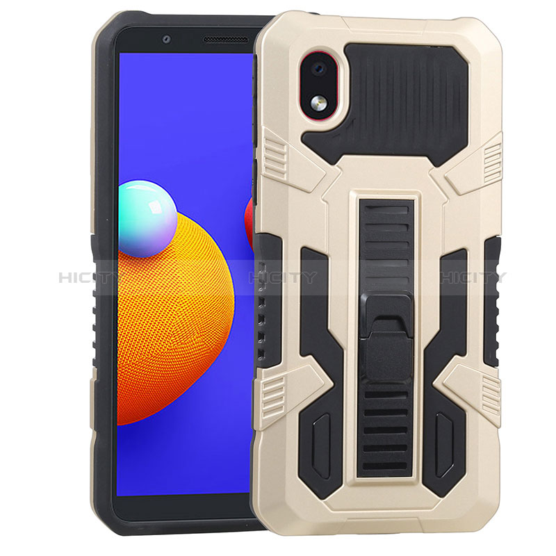 Custodia Silicone e Plastica Opaca Cover con Supporto YF1 per Samsung Galaxy M01 Core