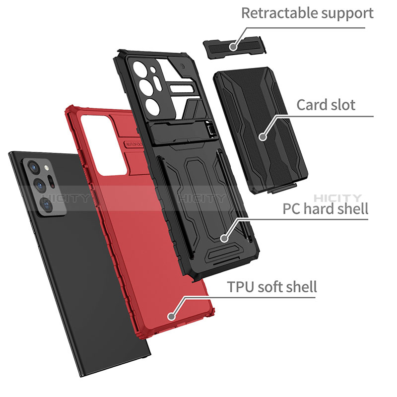 Custodia Silicone e Plastica Opaca Cover con Supporto YF1 per Samsung Galaxy Note 20 Ultra 5G