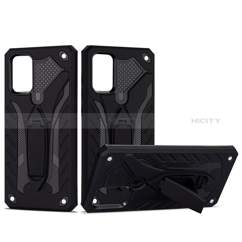 Custodia Silicone e Plastica Opaca Cover con Supporto YF1 per Samsung Galaxy S20 5G Nero