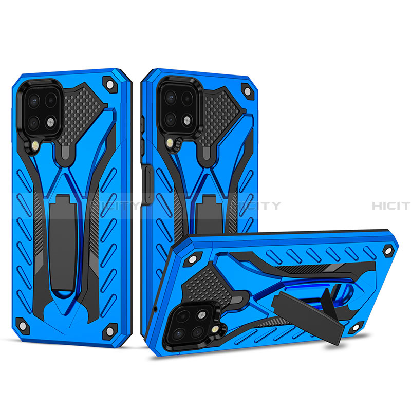 Custodia Silicone e Plastica Opaca Cover con Supporto YF2 per Samsung Galaxy A22 4G Blu