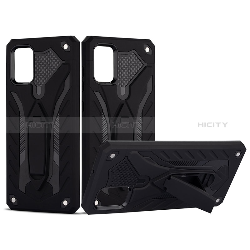 Custodia Silicone e Plastica Opaca Cover con Supporto YF2 per Samsung Galaxy A51 4G Nero