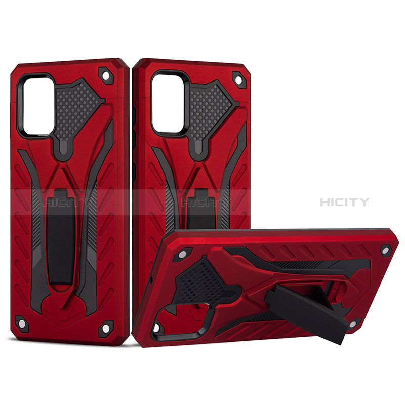 Custodia Silicone e Plastica Opaca Cover con Supporto YF2 per Samsung Galaxy A51 4G Rosso