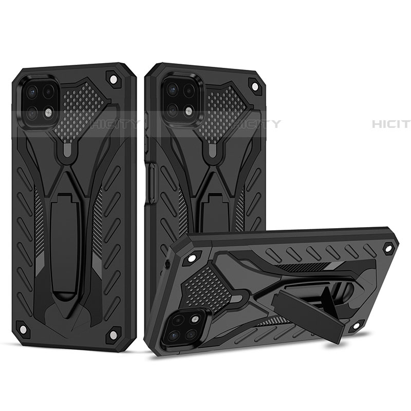 Custodia Silicone e Plastica Opaca Cover con Supporto YF2 per Samsung Galaxy F42 5G Nero