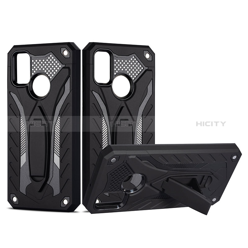 Custodia Silicone e Plastica Opaca Cover con Supporto YF2 per Samsung Galaxy M21 Nero