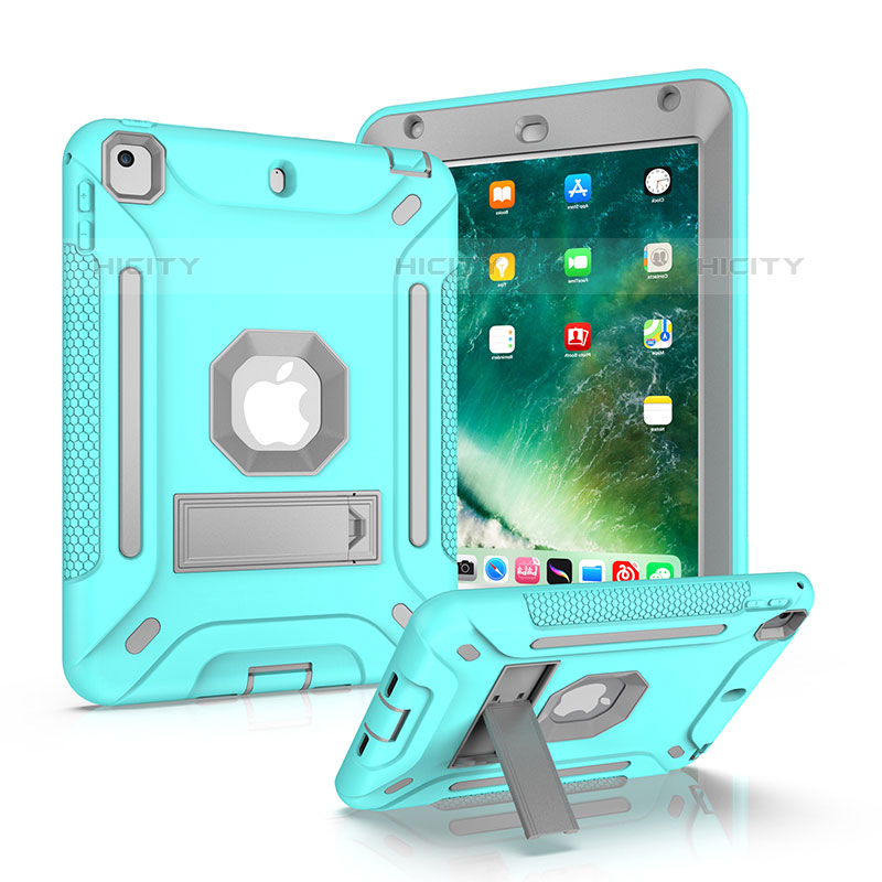 Custodia Silicone e Plastica Opaca Cover con Supporto YJ2 per Apple iPad Mini 4 Azzurro