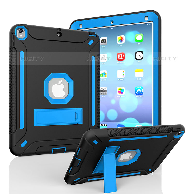 Custodia Silicone e Plastica Opaca Cover con Supporto YJ2 per Apple iPad Pro 10.5 Blu e Nero