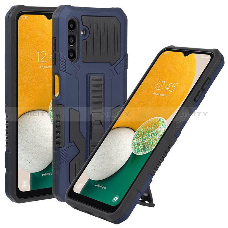 Custodia Silicone e Plastica Opaca Cover con Supporto ZJ1 per Samsung Galaxy A04s Blu