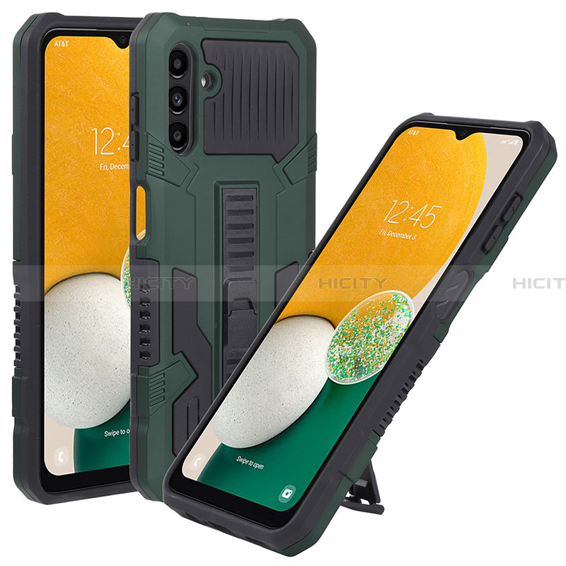 Custodia Silicone e Plastica Opaca Cover con Supporto ZJ1 per Samsung Galaxy A13 5G Verde